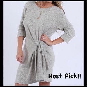 🎉HP!!🎉 Mocha Hacci Tie-Front Dolman Dress